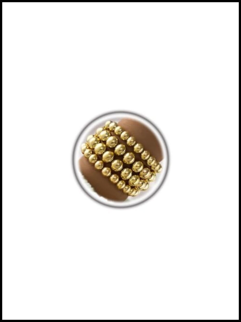 Chunky Beaded Bracelets for Women 14K Gold Plated Stackable Bracelet Set